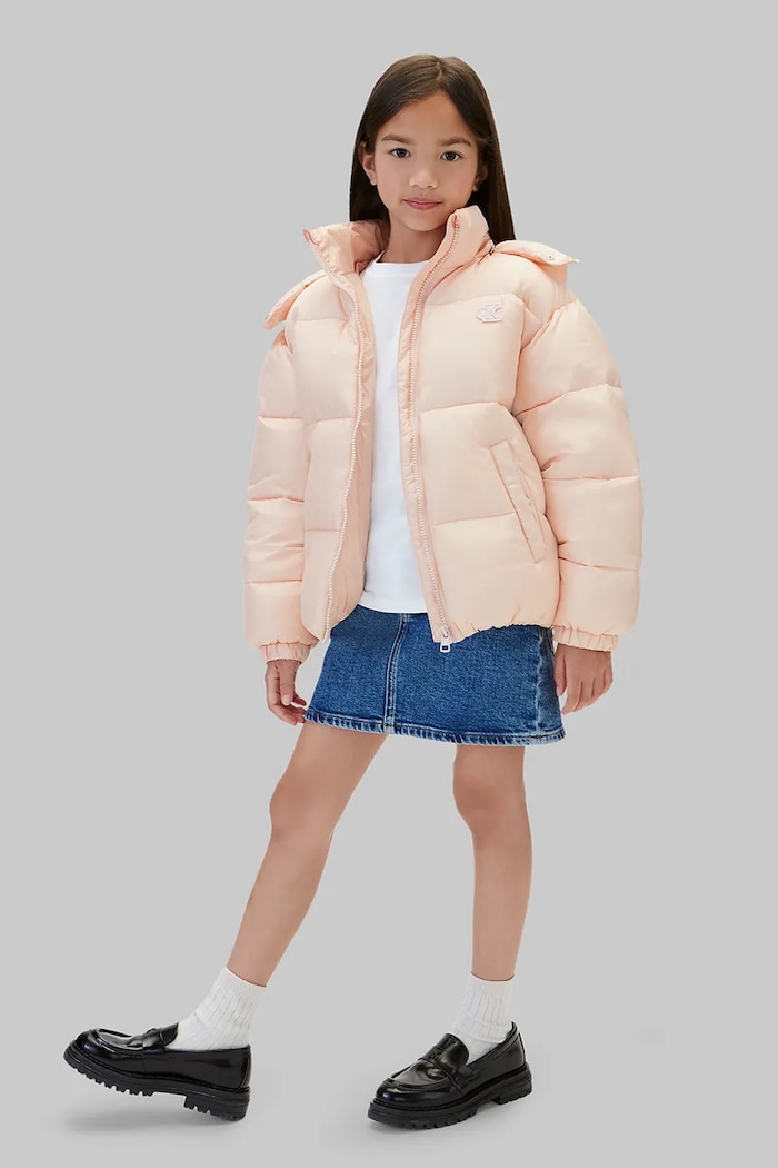 Kurtka pikowana dziecięca Calvin Klein Jeans różowy LVCKTJM02G.128.170.9BY2