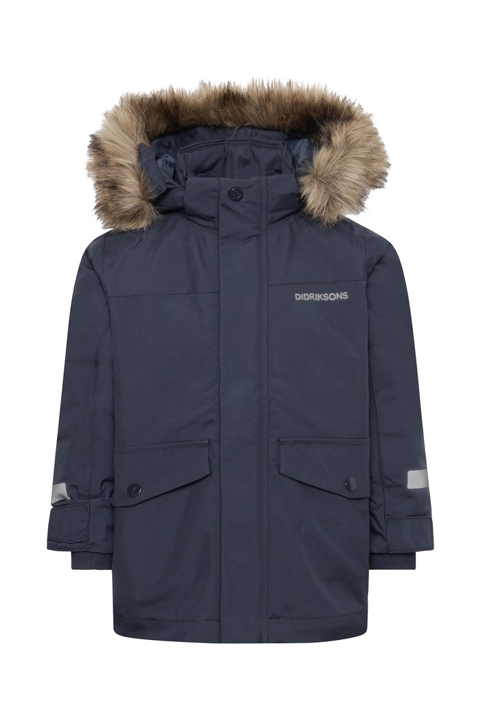 Didriksons Kurtka zimowa dziecięca BJÄRVEN KIDS PARKA 5 506325 granatowy AW26