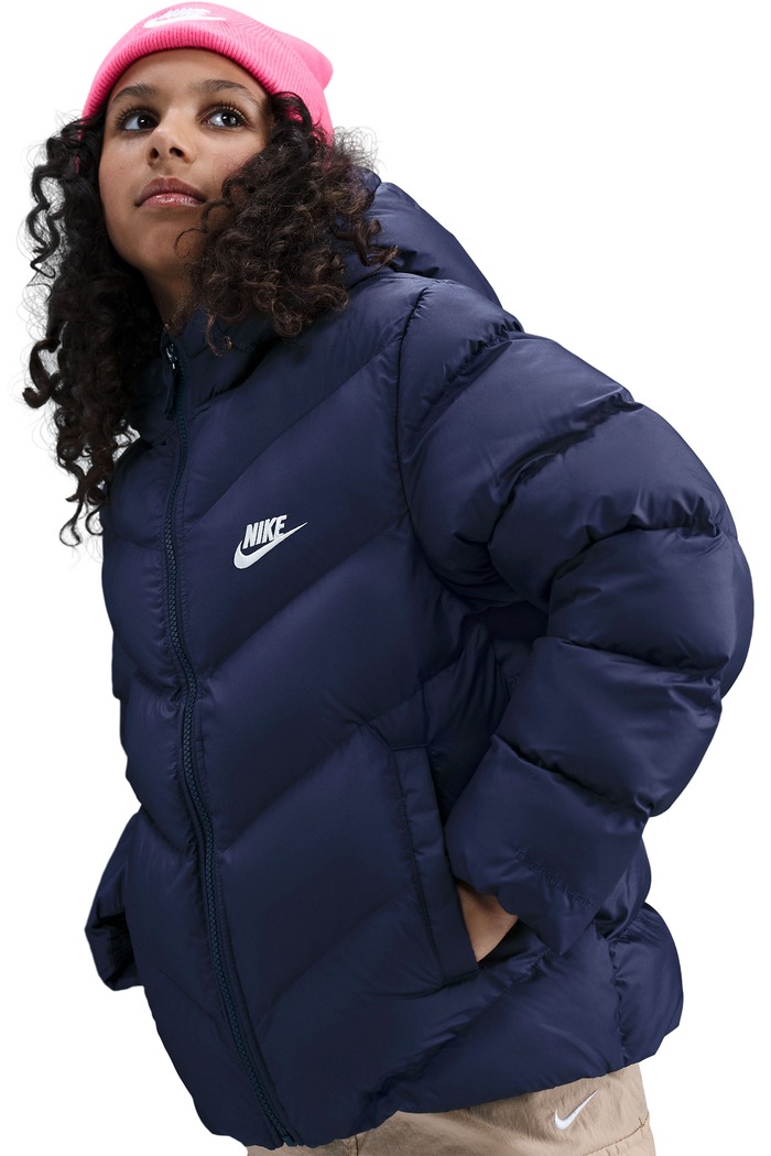 Chłopiec Nike Kurtka pikowana dziecięca Nike Sportswear All Day Play HQ4976 granatowy