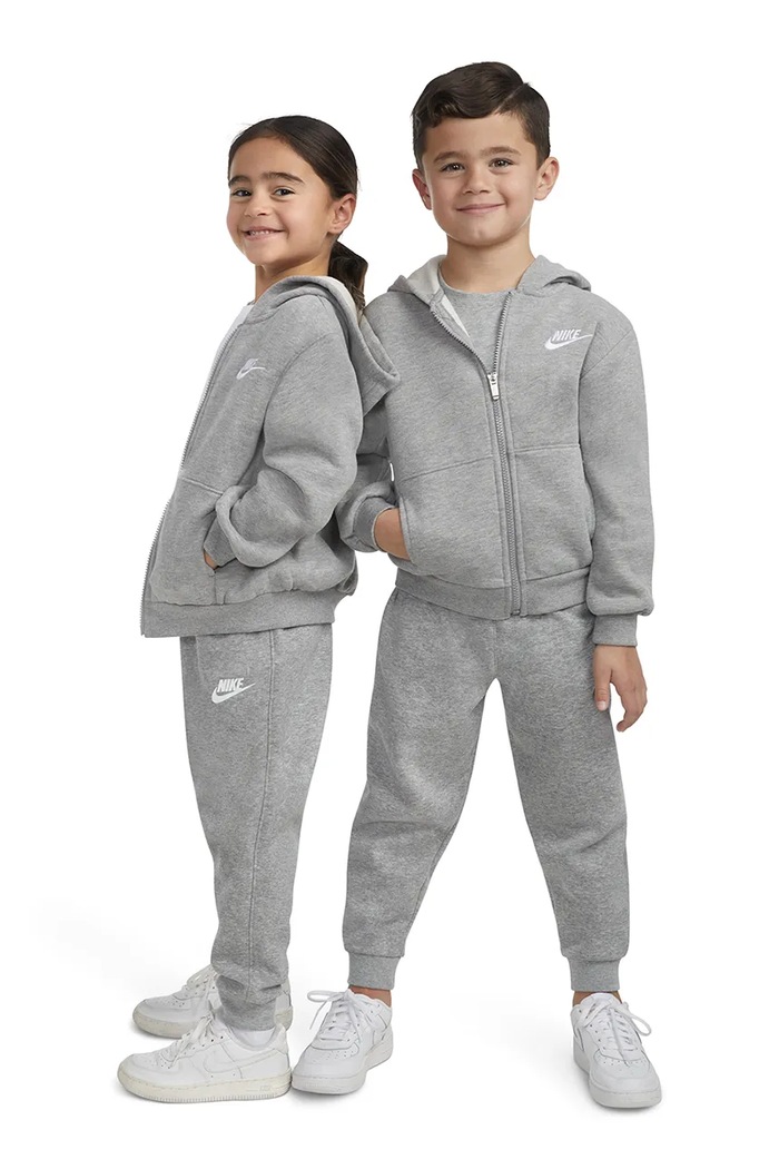 Nike Bluza rozpinana z kapturem dziecięca z bawełną szary 86L089