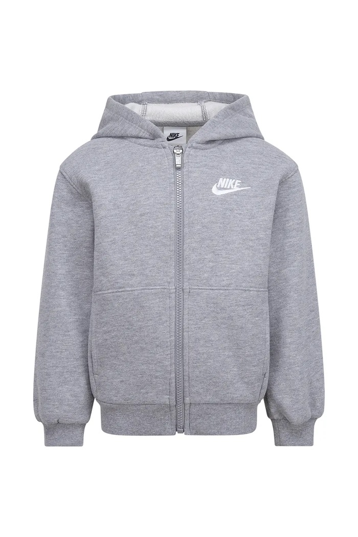 Nike Μπλούζα με κουκούλα και κουμπιά παιδική με βαμβάκι 86L089 γκρί AW26
