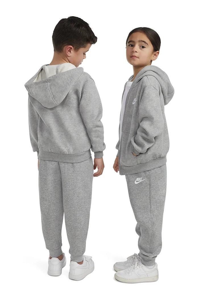 Суичър с цип и качулка за деца с памук Nike сив 86L089