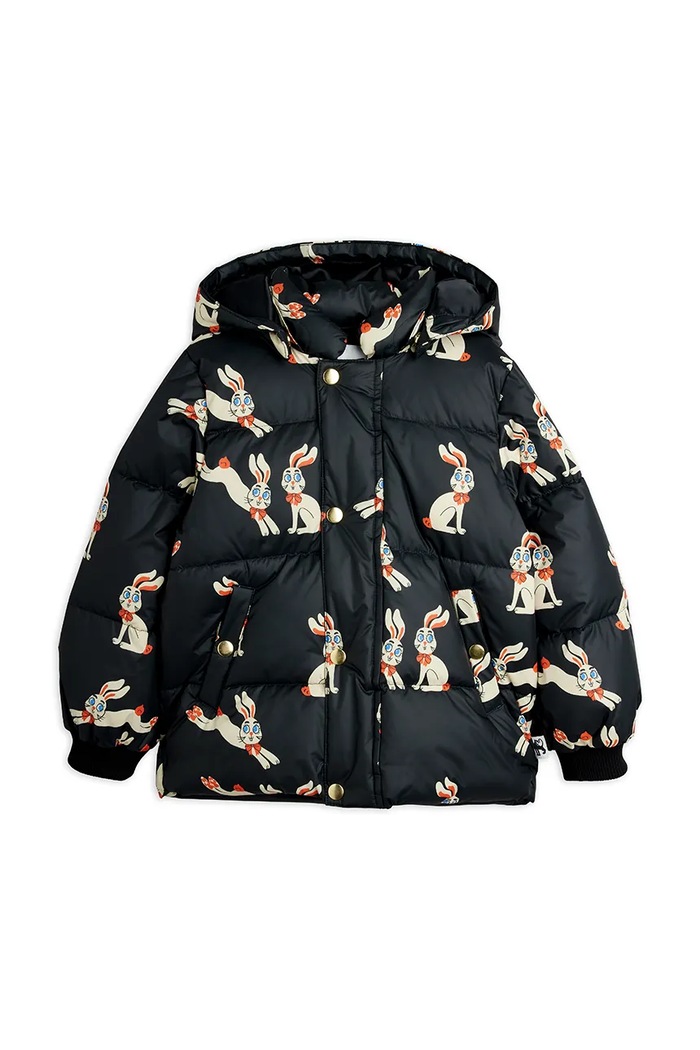 Mini Rodini Kurtka puchowa dziecięca Rabbits 26710101 czarny AW26