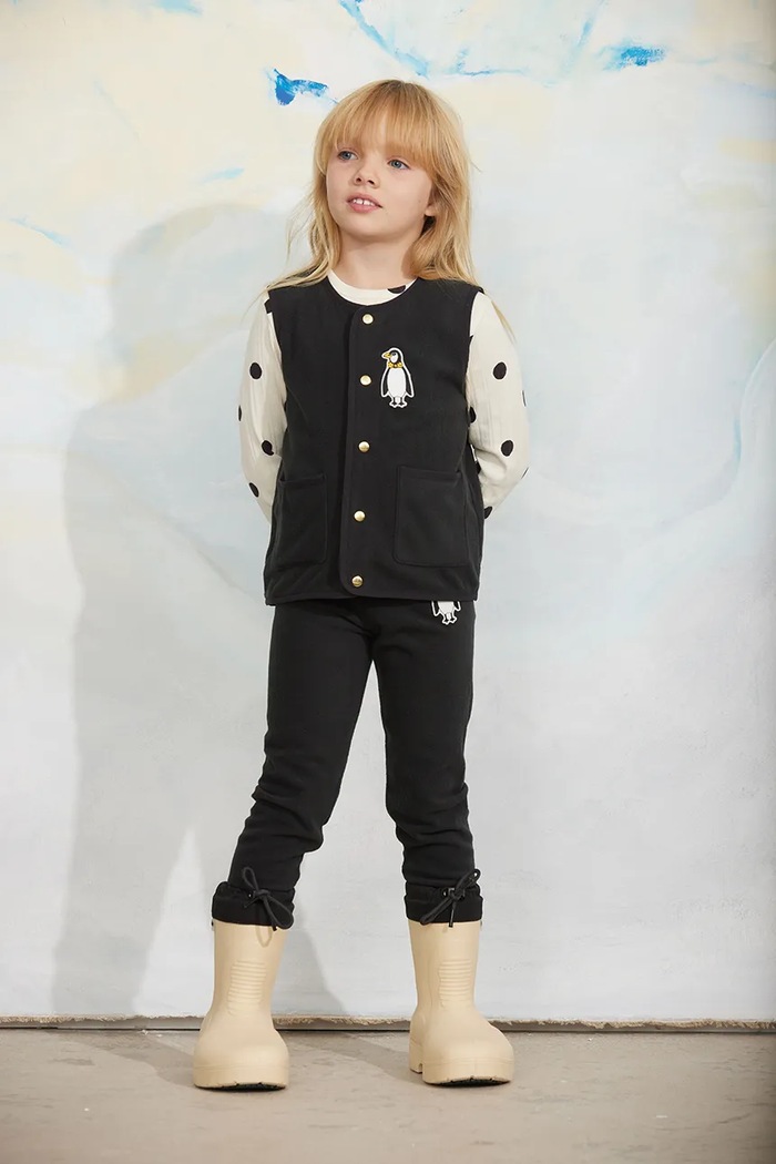 Mini Rodini Bezrękawnik dziecięcy polarowy Penguin czarny 11000364