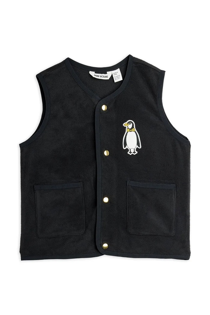 Mini Rodini Bezrękawnik dziecięcy polarowy Penguin 11000364 czarny AW26