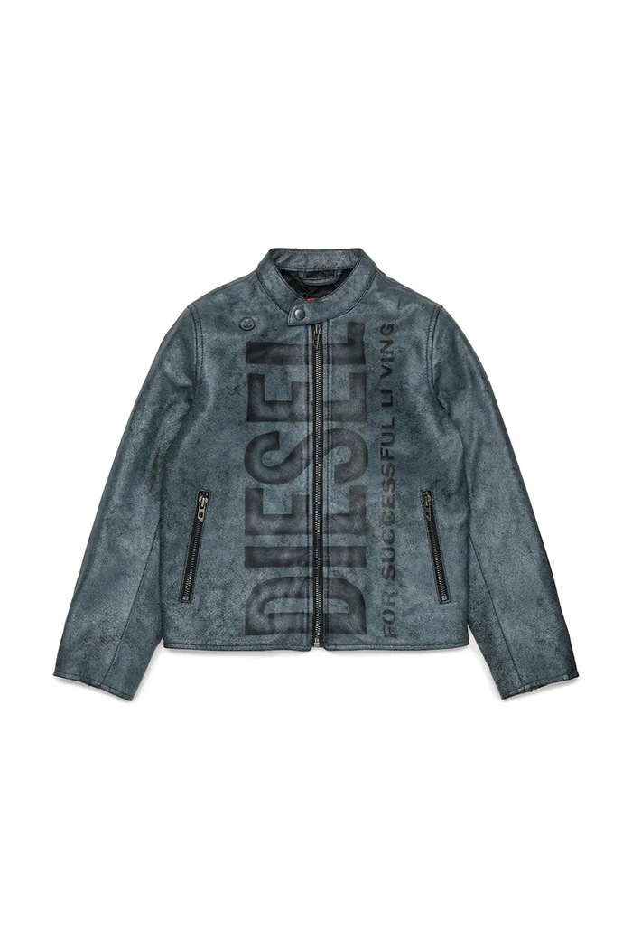 Diesel Skórzana dziecięca JLEVERT JACKET czarny J03023.0AJFV