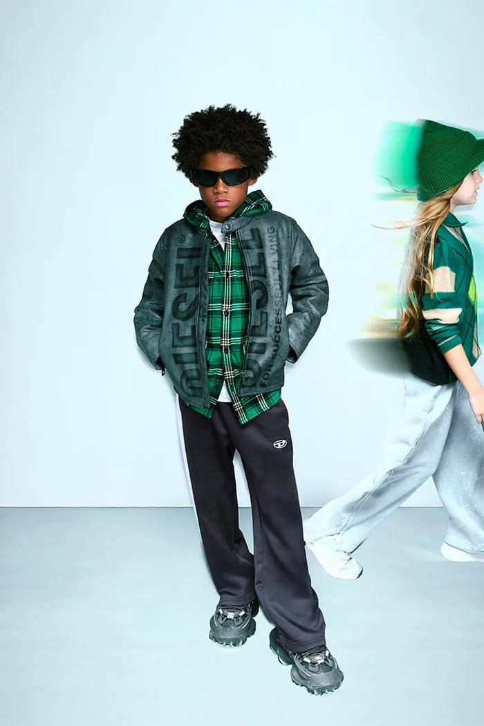 Skórzana dziecięca JLEVERT JACKET Diesel czarny J03023.0AJFV