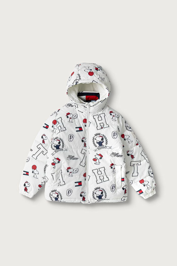 Tommy Hilfiger Καπιτονέ μπουφάν παιδικό x Peanuts KS0KS00762.74.122.9BY2 λευκό AW26