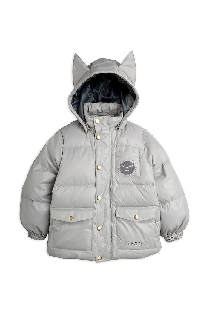 Mini Rodini kurtka pikowana dziecięca Cat ears 26710109 szary AW26
