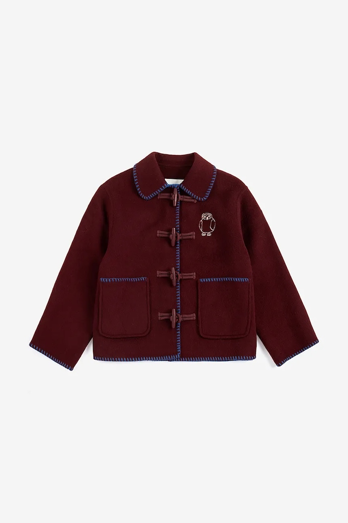 Bobo Choses Kurtka dziecięca Curious Owl 226AC138 bordowy AW26