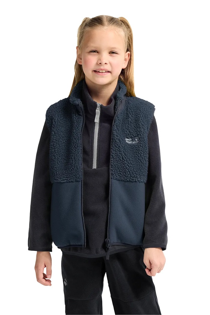 Bezrękawnik dziecięcy polarowy ICE CURL Jack Wolfskin granatowy A66238.164.176