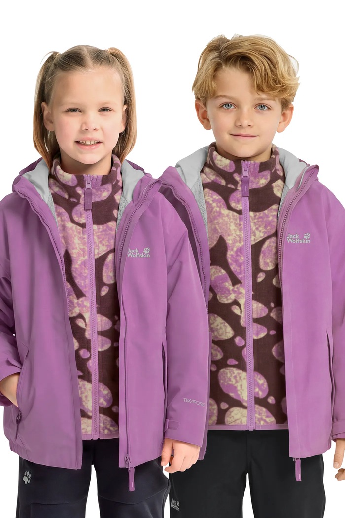 Jack Wolfskin Kurtka 3w1 dziecięca ICELAND 3IN1 PRINT fioletowy A66161.104.152