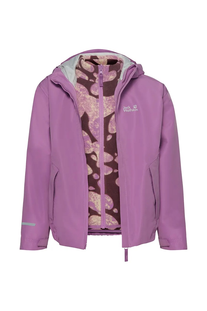Kurtka 3w1 dziecięca ICELAND 3IN1 PRINT Jack Wolfskin A66161.104.152 fioletowy
