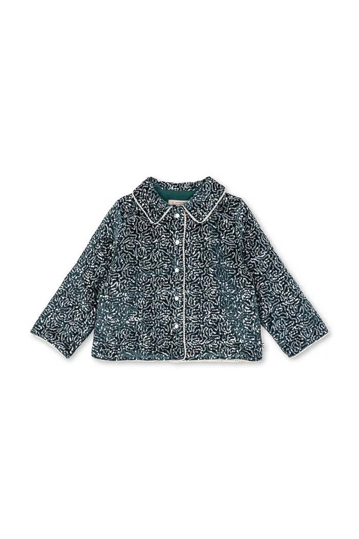 Konges Sløjd Kurtka dziecięca welurowa VIOLA JACKET KS106321.9BY2 turkusowy AW26