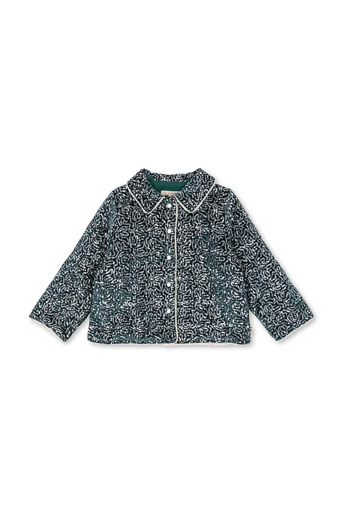 Konges Sløjd Bunda detská zamatová VIOLA JACKET KS106321.9BY2 tyrkysová AW26
