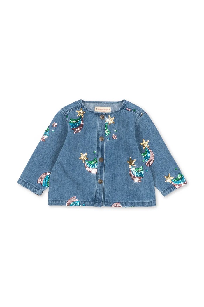 Konges Sløjd τζιν μπουφάν παιδικό βαμβακερό MAGOT SEQUIN DENIM JACKET GOTS μπλε KS106134.9BY2