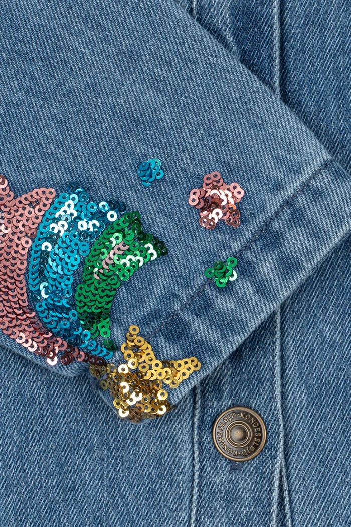 Konges Sløjd τζιν μπουφάν παιδικό βαμβακερό MAGOT SEQUIN DENIM JACKET GOTS μπλε KS106134.9BY2