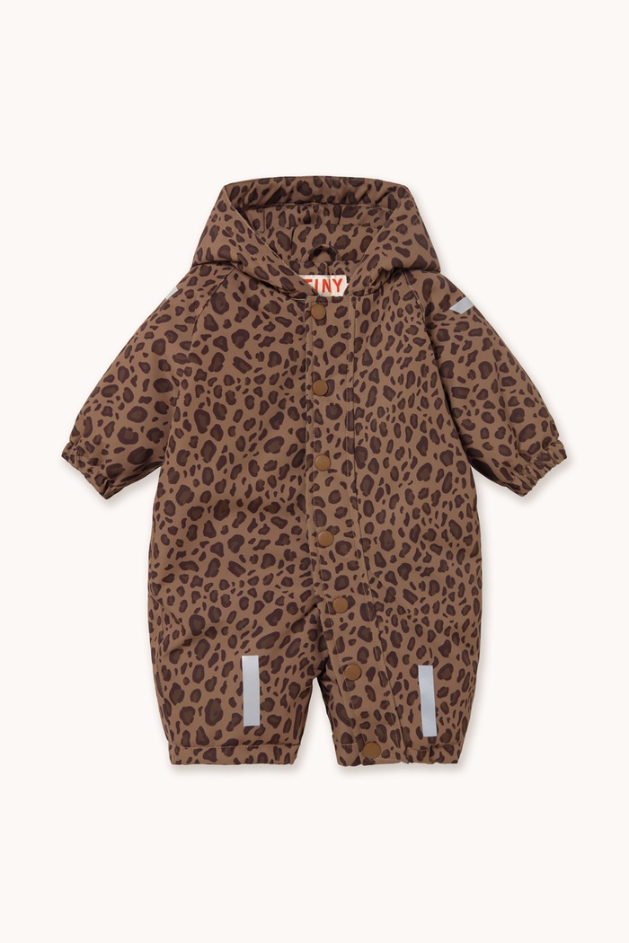 Tinycottons Kombinezon zimowy niemowlęcy ANIMAL PRINT SNOW ONE-PIECE brązowy AW26.020
