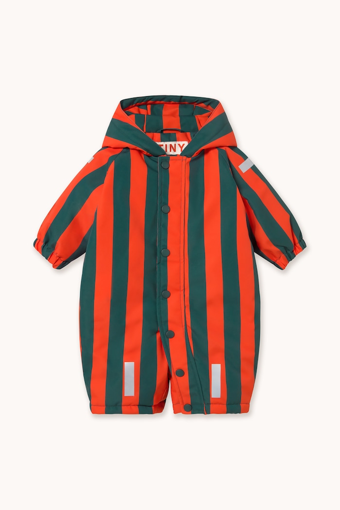 Tinycottons Kombinezon zimowy niemowlęcy RED STRIPES SNOW ONE-PIECE czerwony AW26.001
