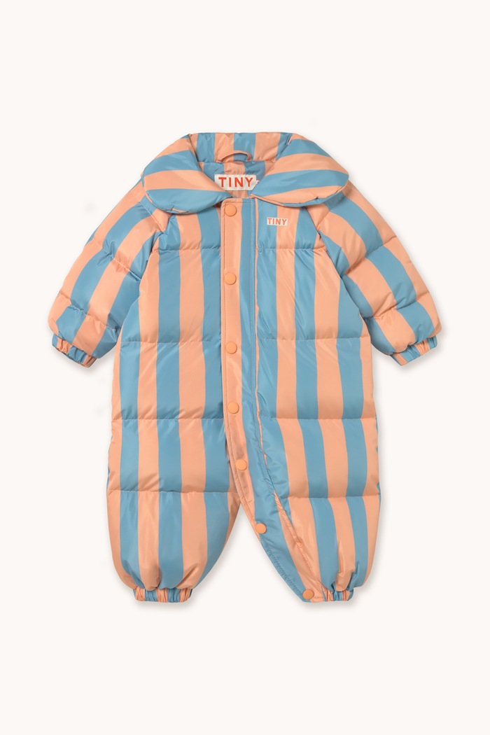 Tinycottons Kombinezon niemowlęcy NUDE-BLUE STRIPES PADDED OVERALL niebieski AW26.061