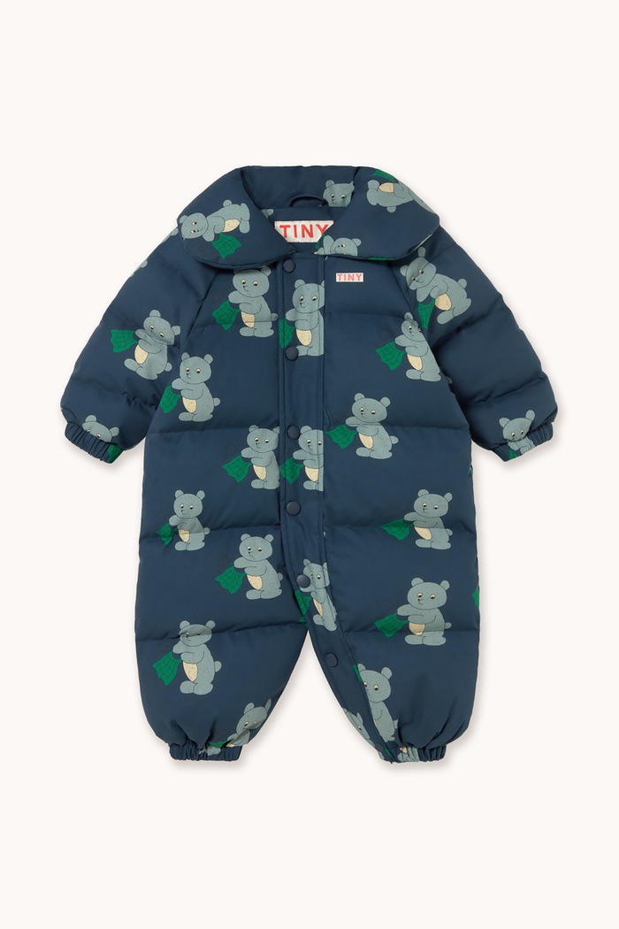 Tinycottons Kombinezon niemowlęcy z bawełną BEARS PADDED OVERALL granatowy AW26.047