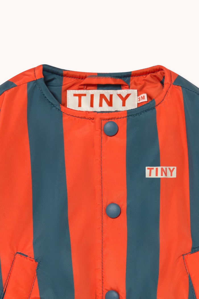 Chłopiec Tinycottons Kurtka niemowlęca RED-BLUE STRIPES BABY PADDED JACKET AW26.059 czerwony