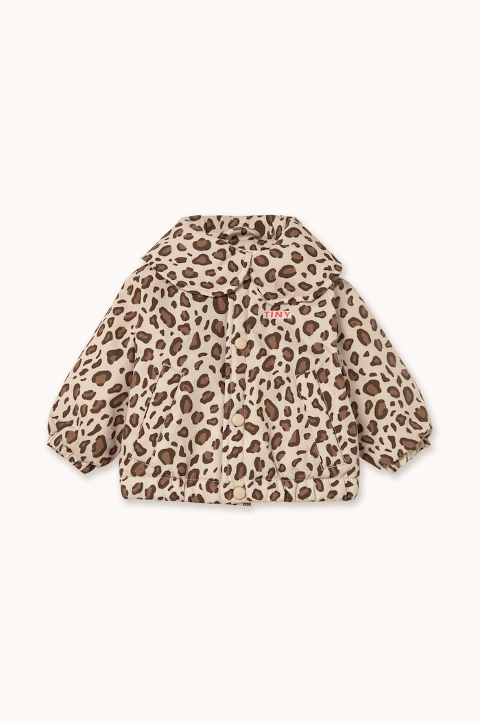 Tinycottons Kurtka niemowlęca z bawełną ANIMAL PRINT BABY PADDED JACKET beżowy AW26.039