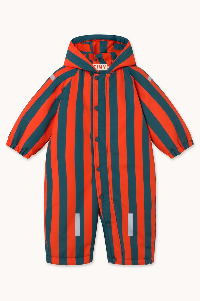 Tinycottons Kombinezon zimowy dziecięcy RED STRIPES SNOW ONE-PIECE czerwony AW26.002
