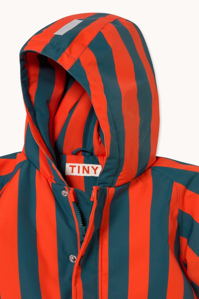 Chłopiec Tinycottons Kombinezon zimowy dziecięcy RED STRIPES SNOW ONE-PIECE AW26.002 czerwony