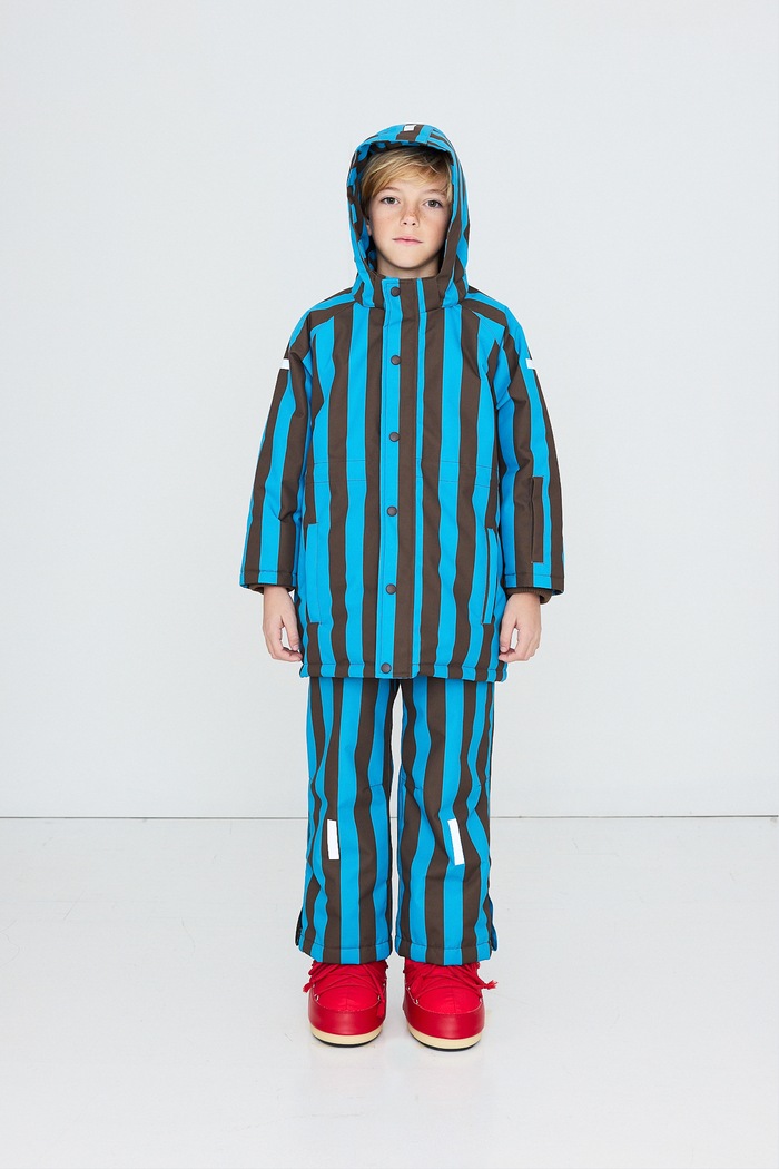 Tinycottons Kurtka zimowa dziecięca BLUE STRIPES SNOW JACKET niebieski AW26.006