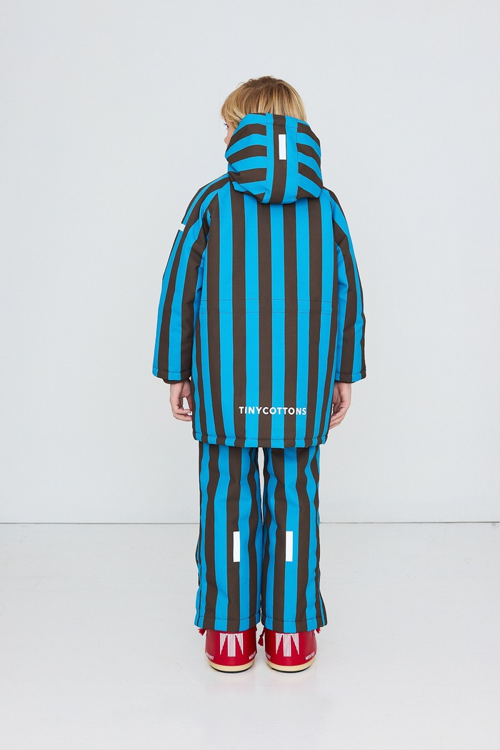 Tinycottons Kurtka zimowa dziecięca BLUE STRIPES SNOW JACKET AW26.006