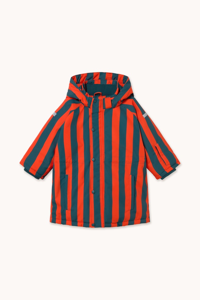 Tinycottons Kurtka zimowa dziecięca RED STRIPES SNOW JACKET czerwony AW26.003