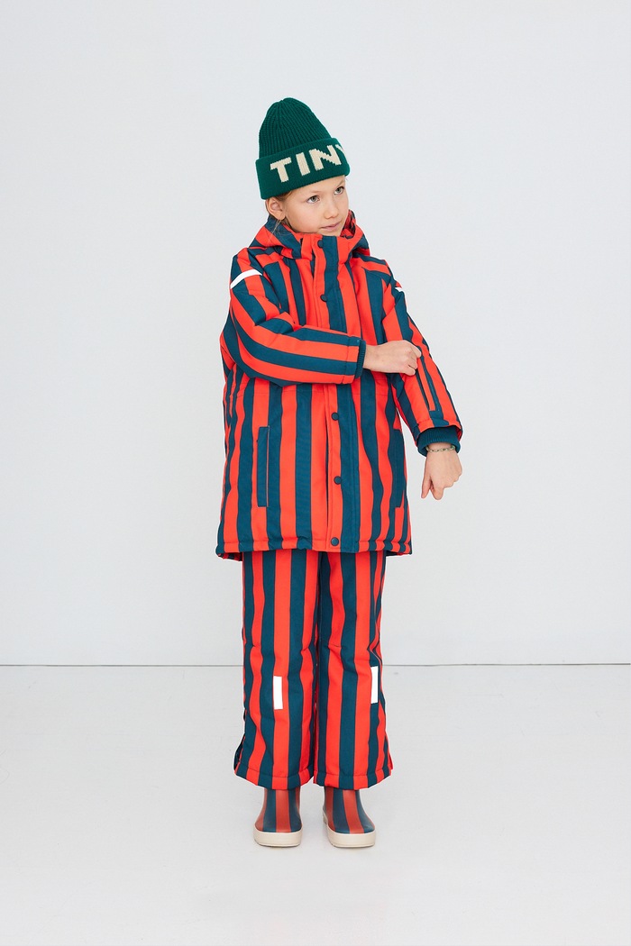 Tinycottons Kurtka zimowa dziecięca RED STRIPES SNOW JACKET AW26.003