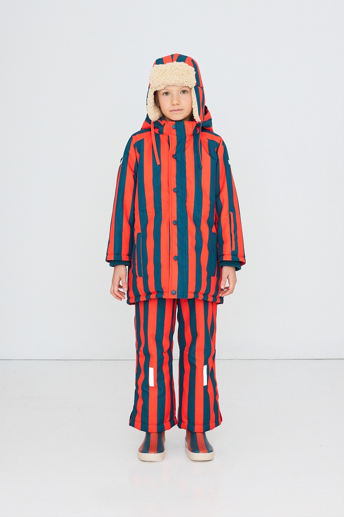 Tinycottons Kurtka zimowa dziecięca RED STRIPES SNOW JACKET AW26.003