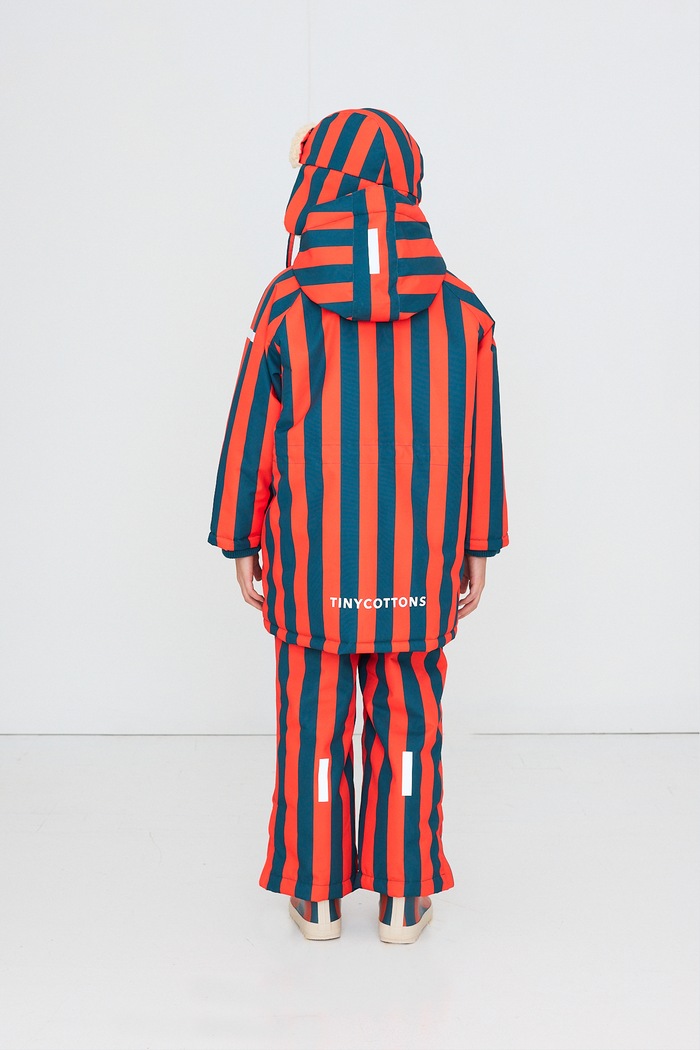 Tinycottons Kurtka zimowa dziecięca RED STRIPES SNOW JACKET AW26.003