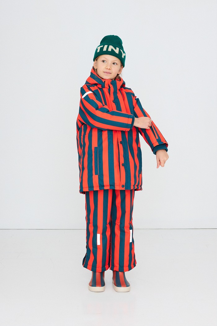 Tinycottons Kurtka zimowa dziecięca RED STRIPES SNOW JACKET AW26.003