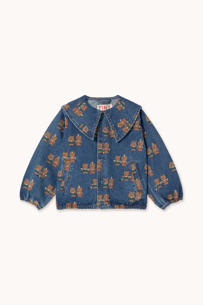 Tinycottons Kurtka jeansowa dziecięca bawełniana TINY TEA ROOM DENIM JACKET AW26.150 niebieski AW26