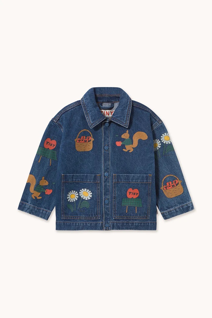 Tinycottons džínsová bunda detská bavlnená TINY APPLES JACKET AW26.184 modrá AW26