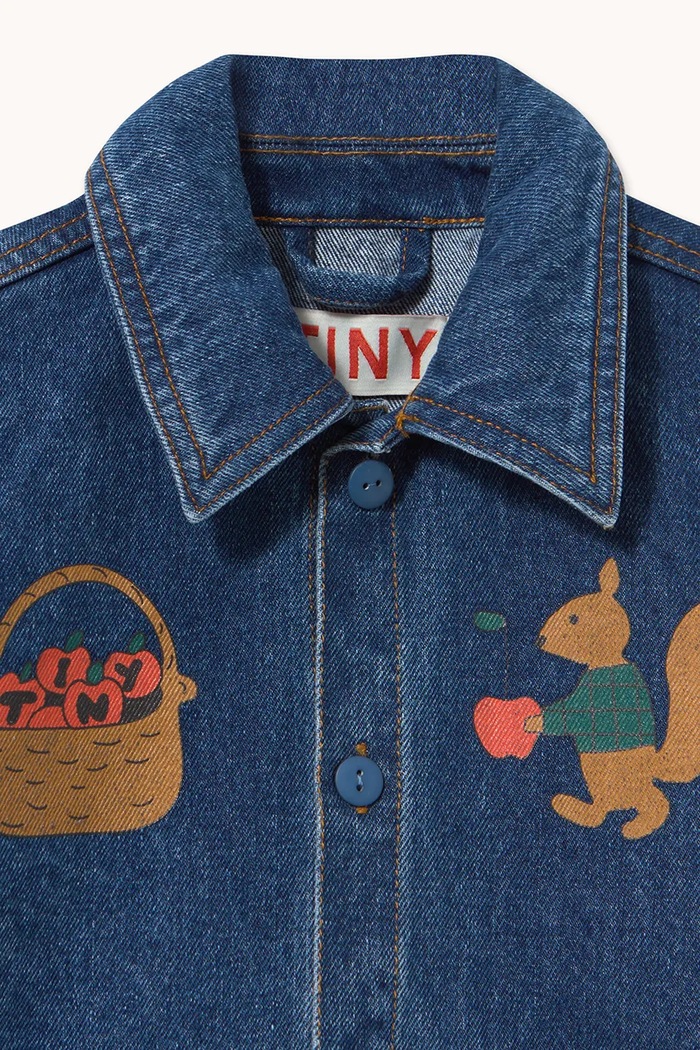 Tinycottons džínsová bunda detská bavlnená TINY APPLES JACKET modrá AW26.184