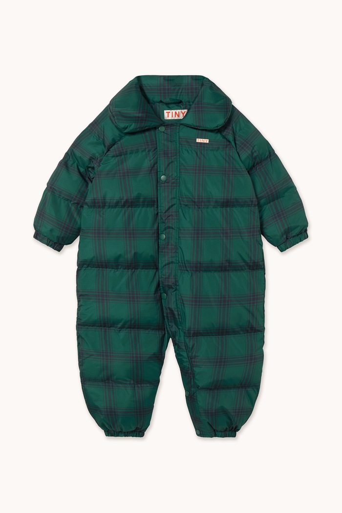 Tinycottons Kombinezon dziecięcy GREEN CHECK PADDED OVERALL zielony AW26.057