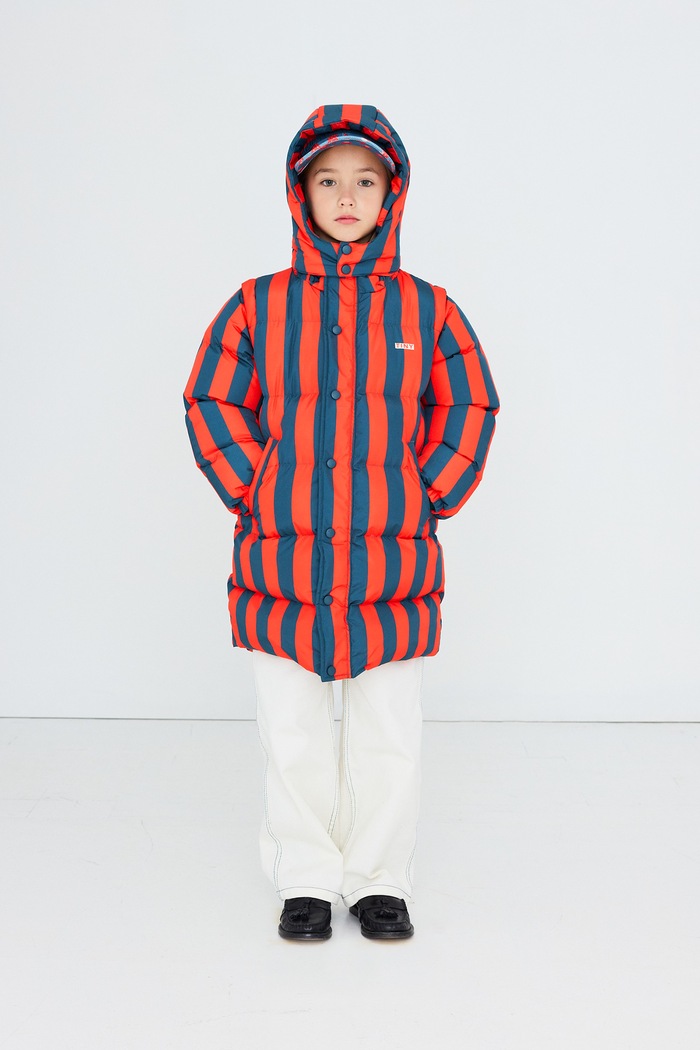 Tinycottons Kurtka pikowana dziecięca RED-BLUE STRIPES PADDED JACKET czerwony AW26.058
