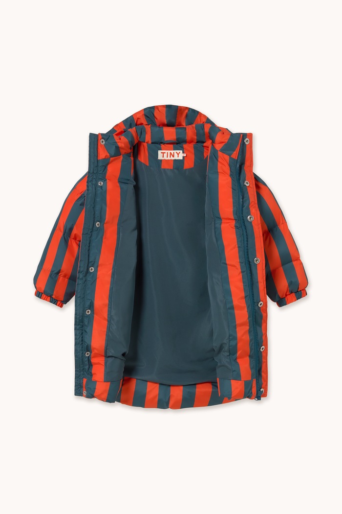 Kurtka pikowana dziecięca RED-BLUE STRIPES PADDED JACKET Tinycottons AW26.058 czerwony