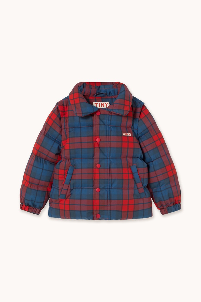 Tinycottons Kurtka pikowana dziecięca z bawełną CHECK SHORT PADDED JACKET AW26.044 czerwony AW26