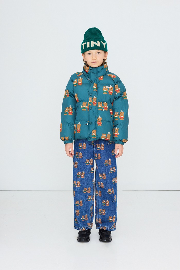 Tinycottons Kurtka pikowana dziecięca TINY TEA ROOM SHORT PADDED JACKET turkusowy AW26.034