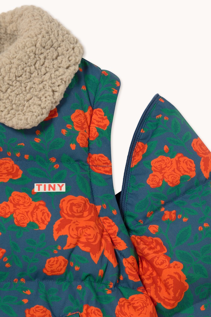 Kurtka pikowana dziecięca z bawełną ROSES SHORT PADDED JACKET Tinycottons AW26.041 turkusowy