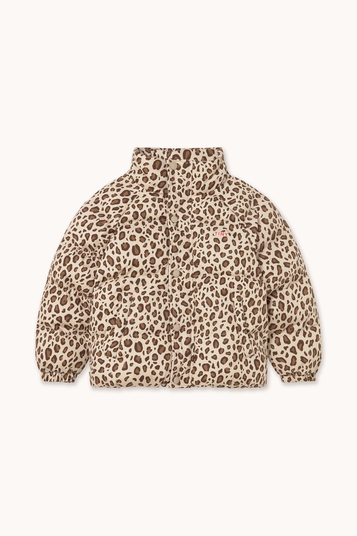 Tinycottons Kurtka pikowana dziecięca z bawełną ANIMAL PRINT SHORT PADDED JACKET AW26.040 brązowy AW26