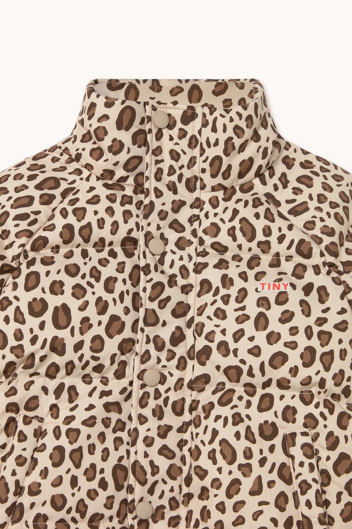 Kurtka pikowana dziecięca z bawełną ANIMAL PRINT SHORT PADDED JACKET Tinycottons AW26.040 brązowy