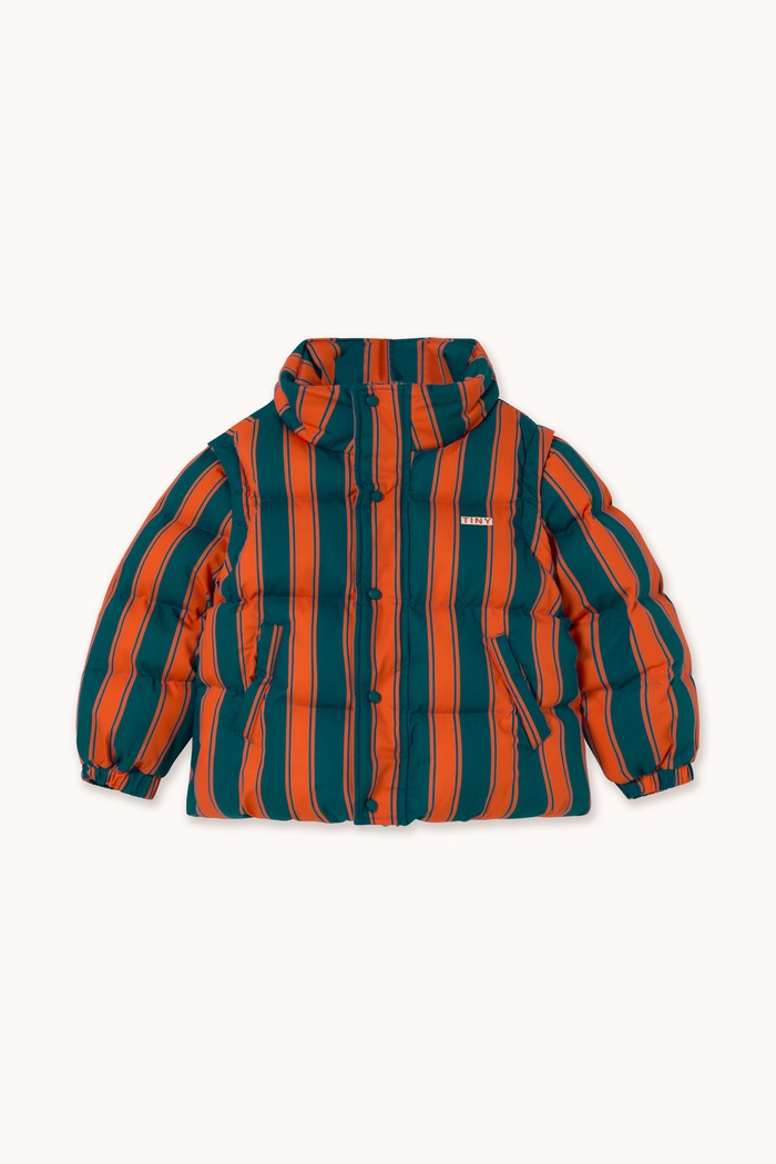 Tinycottons Kurtka pikowana dziecięca bawełniana RETRO STRIPES SHORT PADDED JACKET AW26.037 czerwony AW26