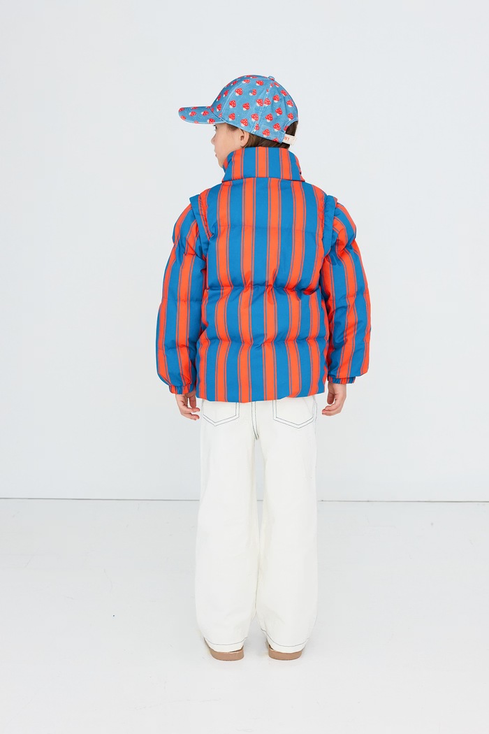 Kurtka pikowana dziecięca bawełniana RETRO STRIPES SHORT PADDED JACKET Tinycottons AW26.037 czerwony