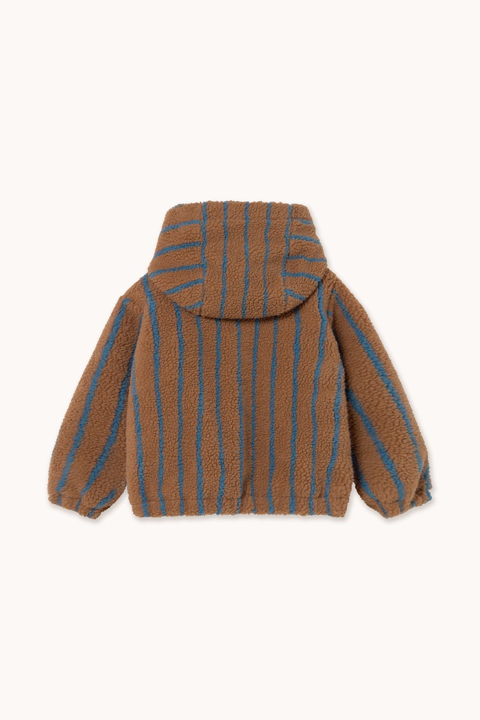 Chłopiec Tinycottons Bluza rozpinana z kapturem dziecięca polarowa LINES SHERPA HOODIE AW26.237 brązowy